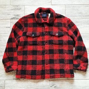 Lucky Brand Red and Black Plaid Puffer Jacket